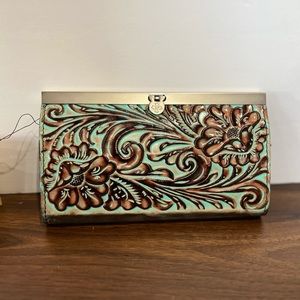 Patricia Nash Cauchy Turquoise Tooled Leather Wallet